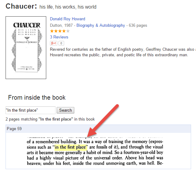 Chaucer: in the first place