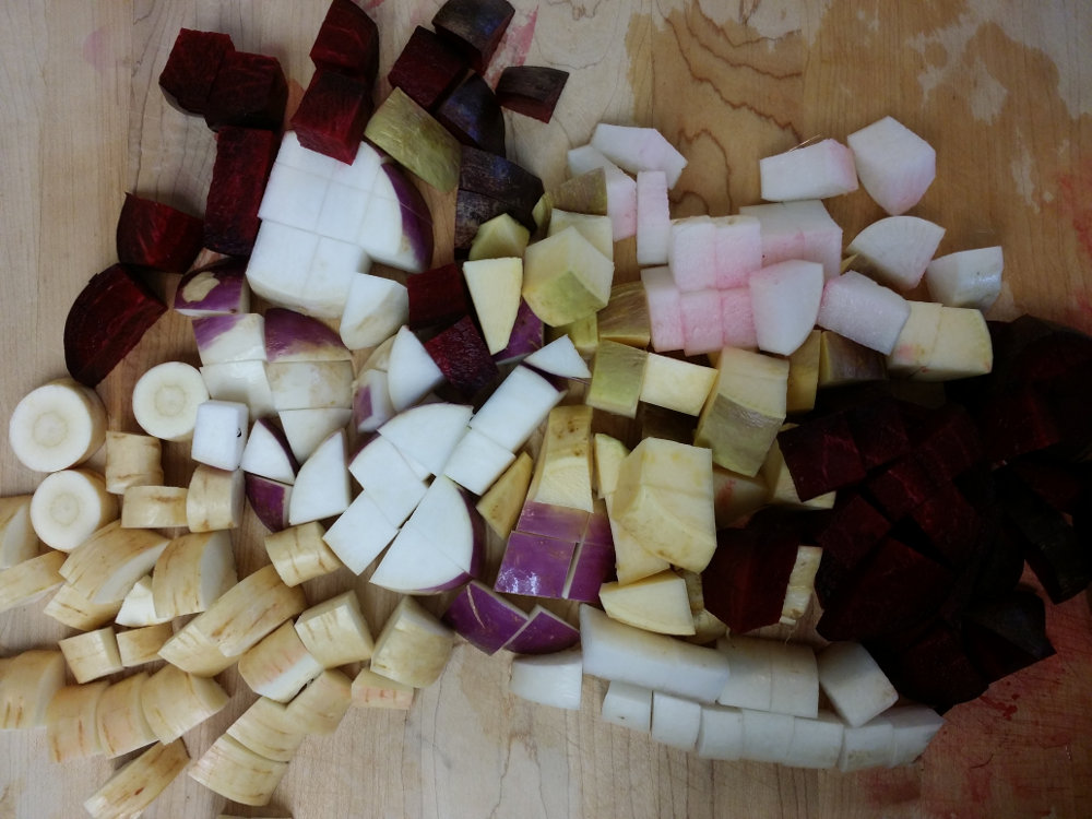 Chopped root vegetables